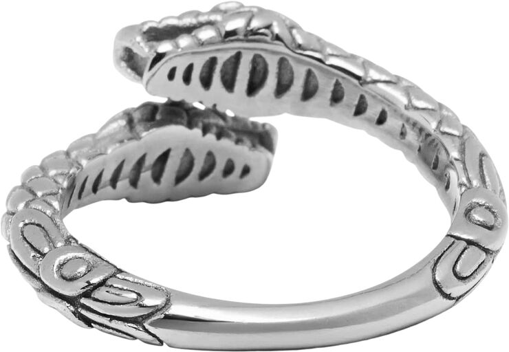 Nialaya Men's Stainless Steel Vintage Snake Ring Silver