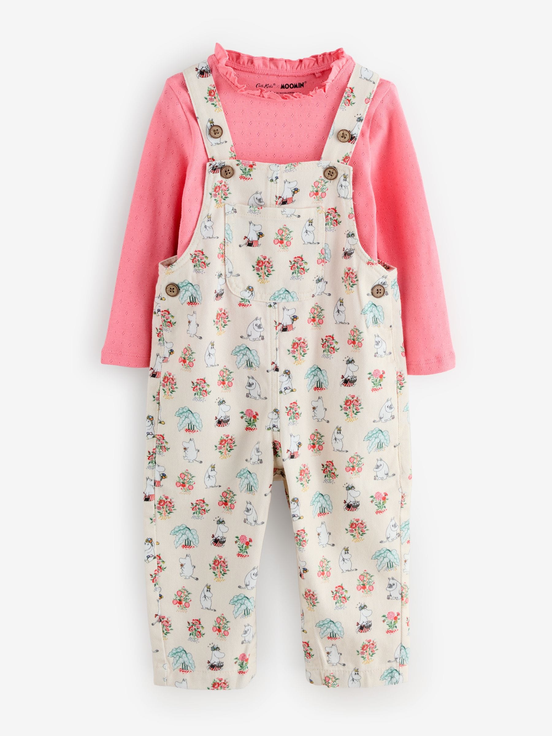 Roze - Set van tuinbroek met Moomin-print en T-shirt (3mnd -7jr)