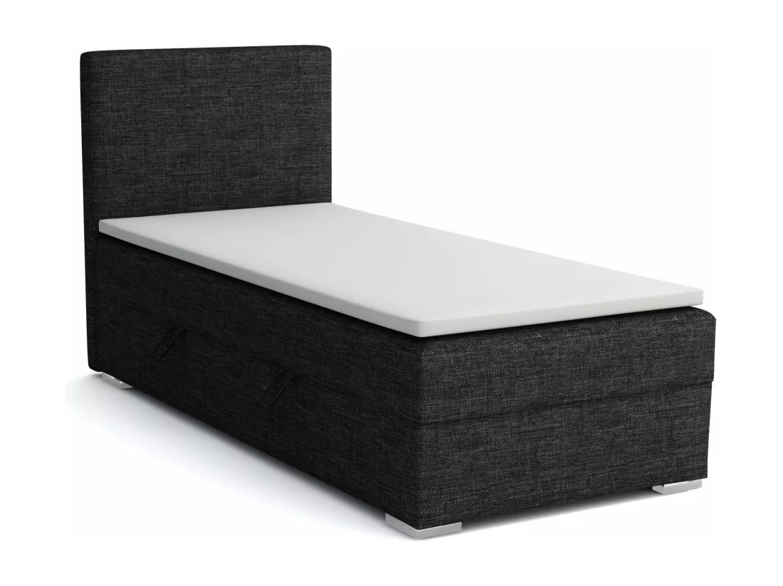 LIT SIMPLE avec topper Kiberg Mini côté gauche, 90x200 cm, Lux 23 (Noir)