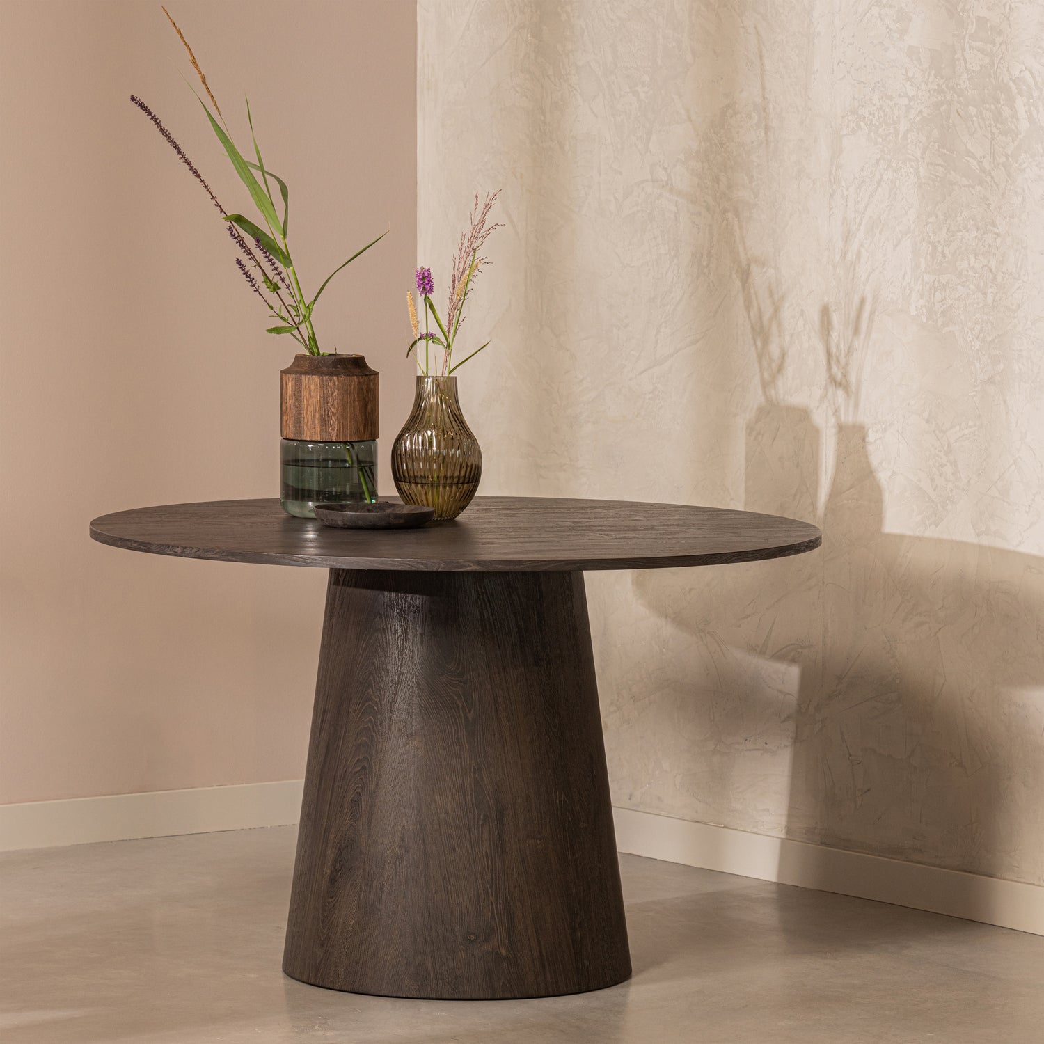 WOOOD Maan Eettafel - MDF - Donkerbruin - 75x120x120