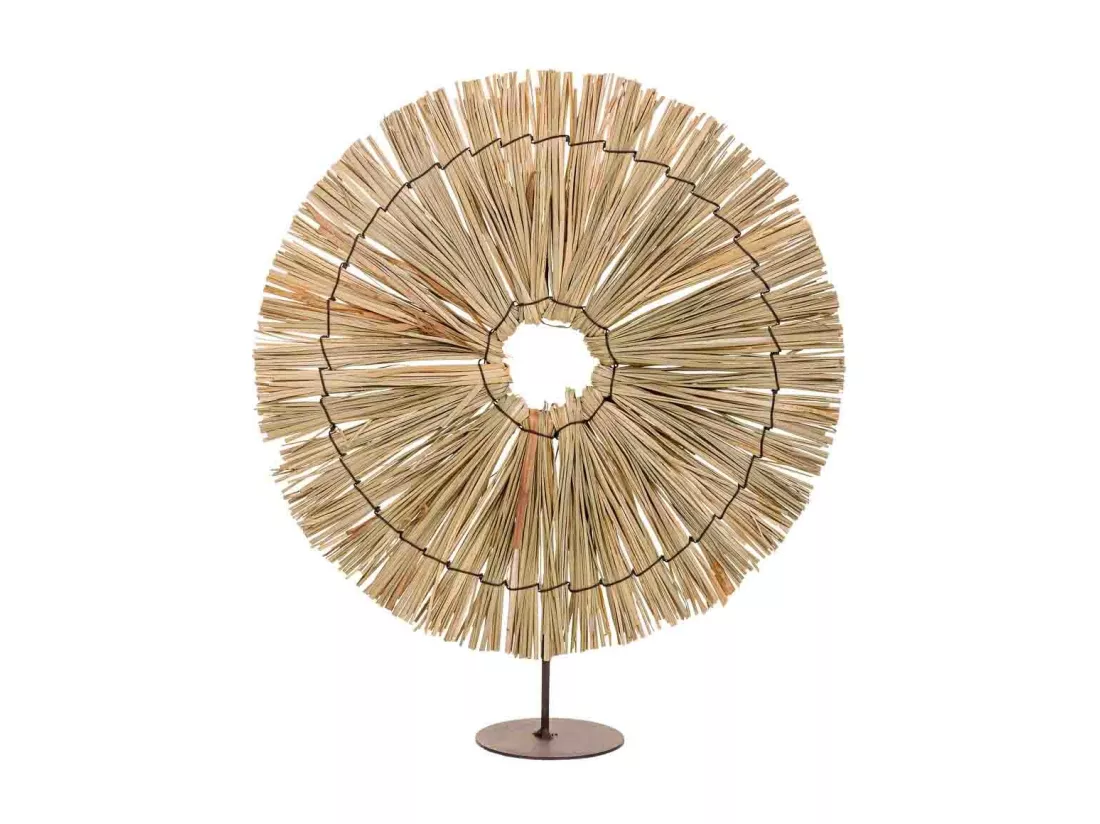 Figure décorative en fibre naturelle marron 32x02x37h