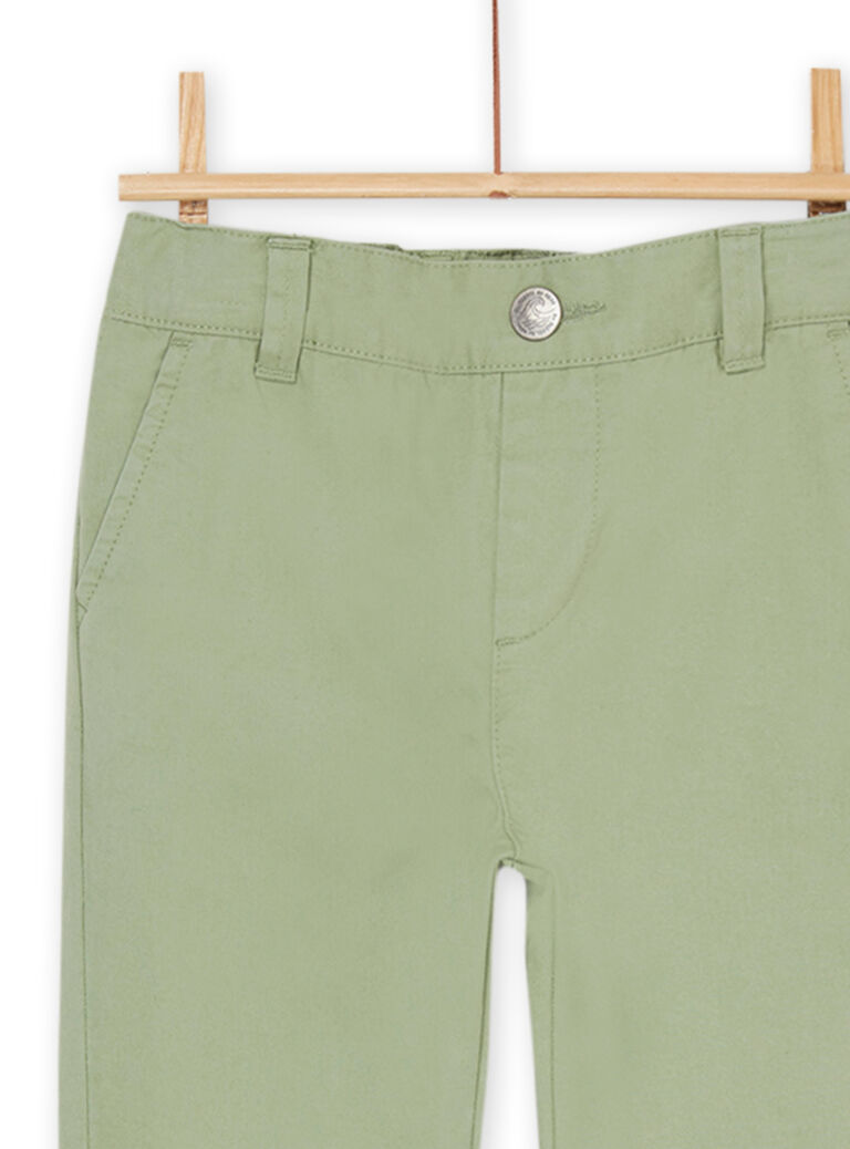 Pantalon vert olive à finition peau de pêche