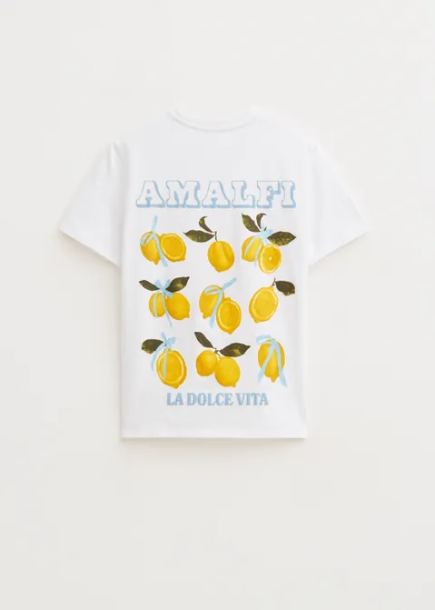 T-shirt met print citroenen wit (WIT)