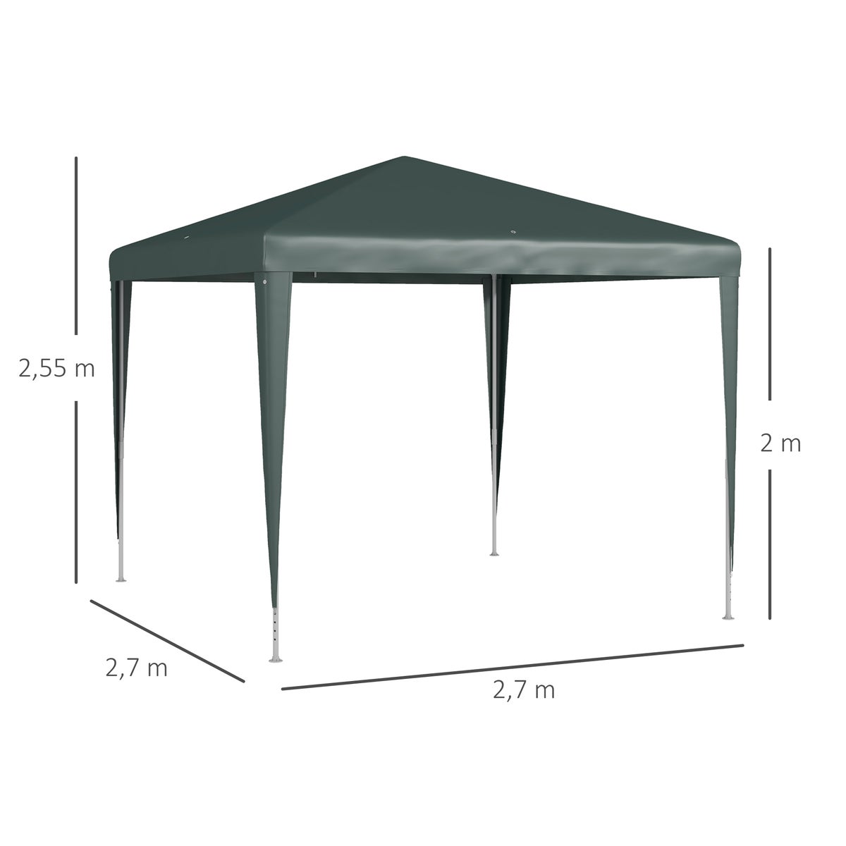 Outsunny barbecue paviljoen, 270L x 270B x 255H cm, staal, PE, groen