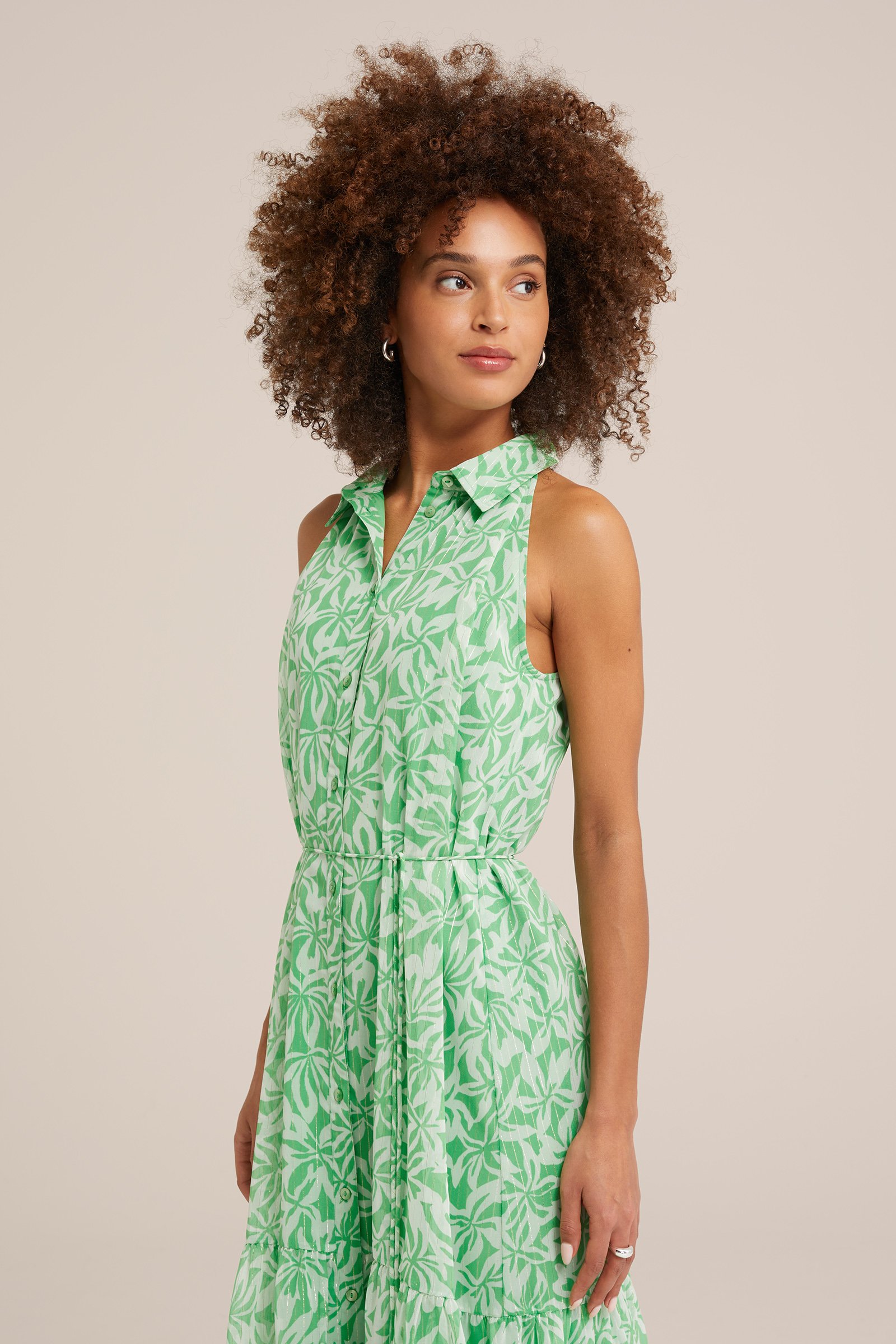 maxi-jurk met glittergaren WE Fashion Felgroen
