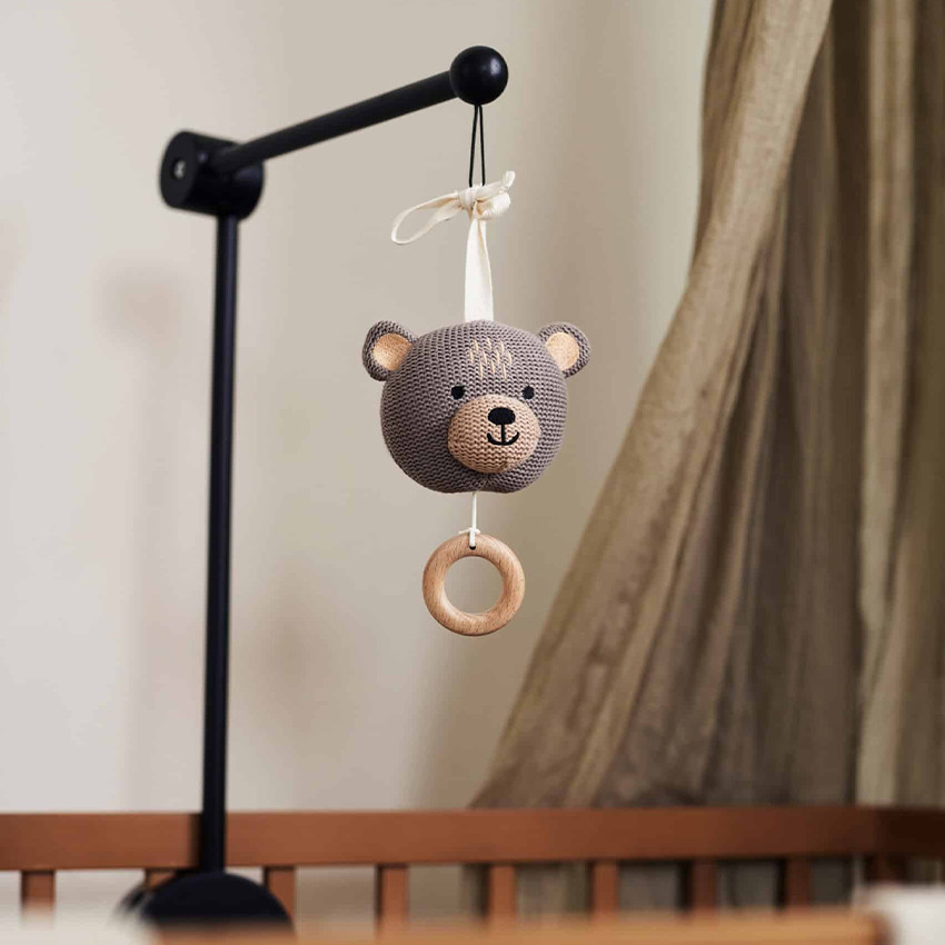 Support pour mobile en bois noir