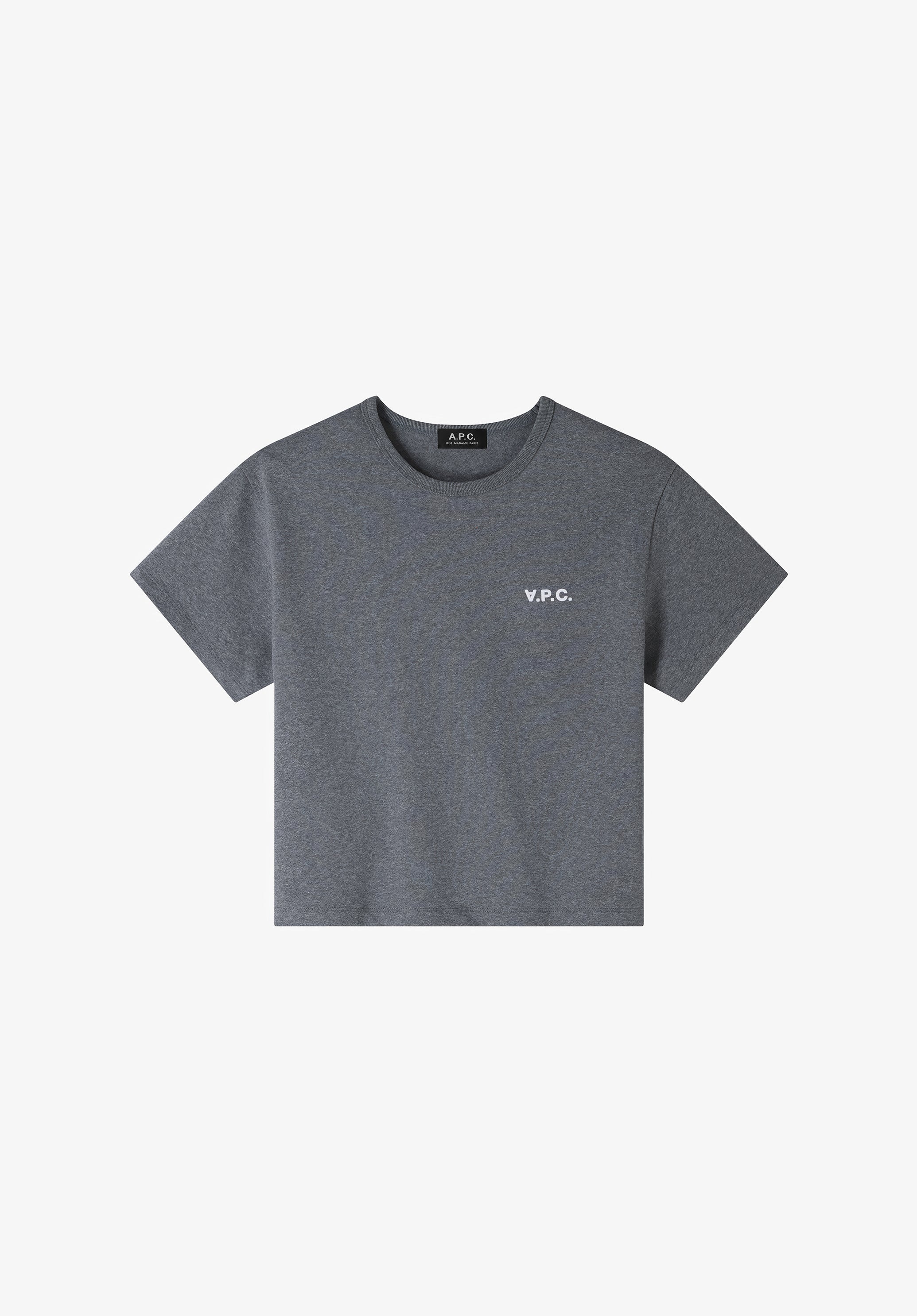 t-shirt boxy petit vpc - Anthracite chine / blanc