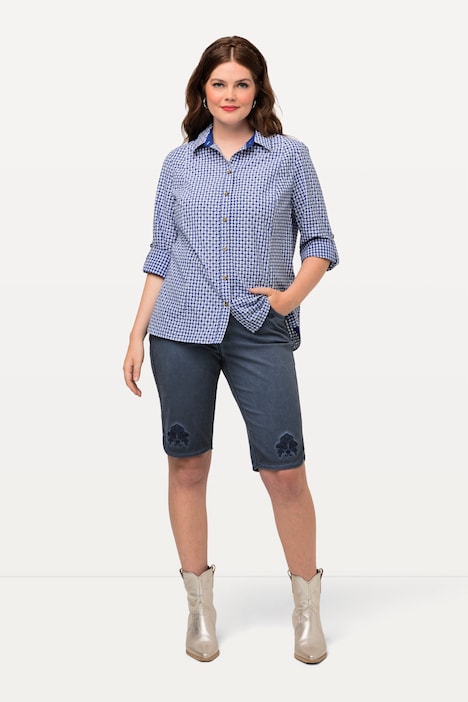 Trachten-Jeansbermuda Mandy, Used-Look, Stickerei