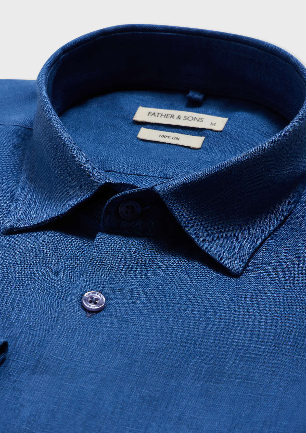 Chemise sport Slim en lin uni bleu jeans