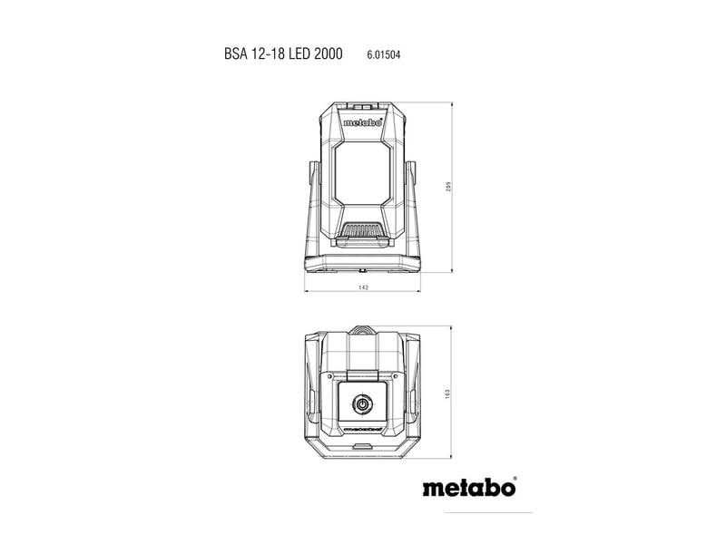 Metabo Akku-Lampe BSA 12-18 LED 2000 Solo, im Karton Akku-Baustrahler