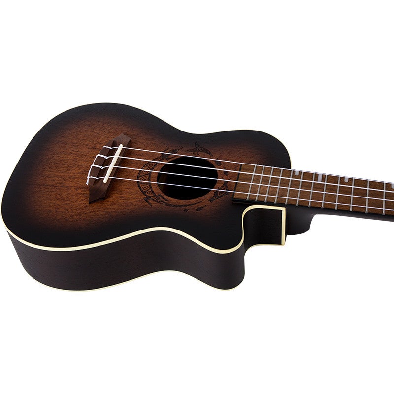 Flight Gemstone Series DUC380 CEQ Amber elektrisch-akoestische concert ukelele met gigbag