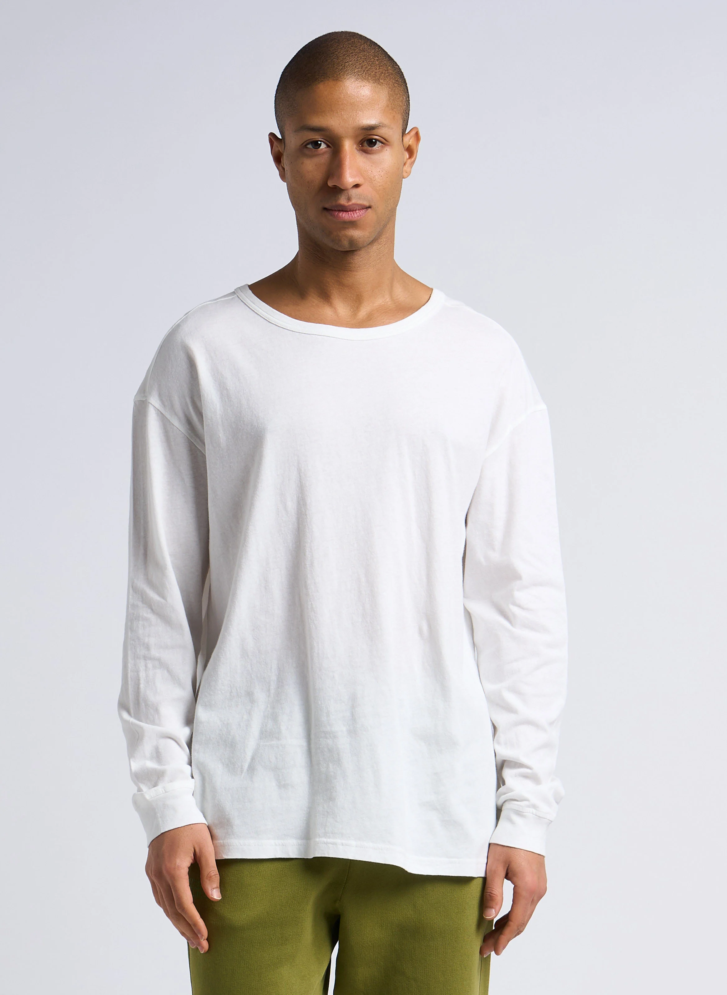 GAMIPY - Tee-shirt droit à bords-côtes en coton | Blanc