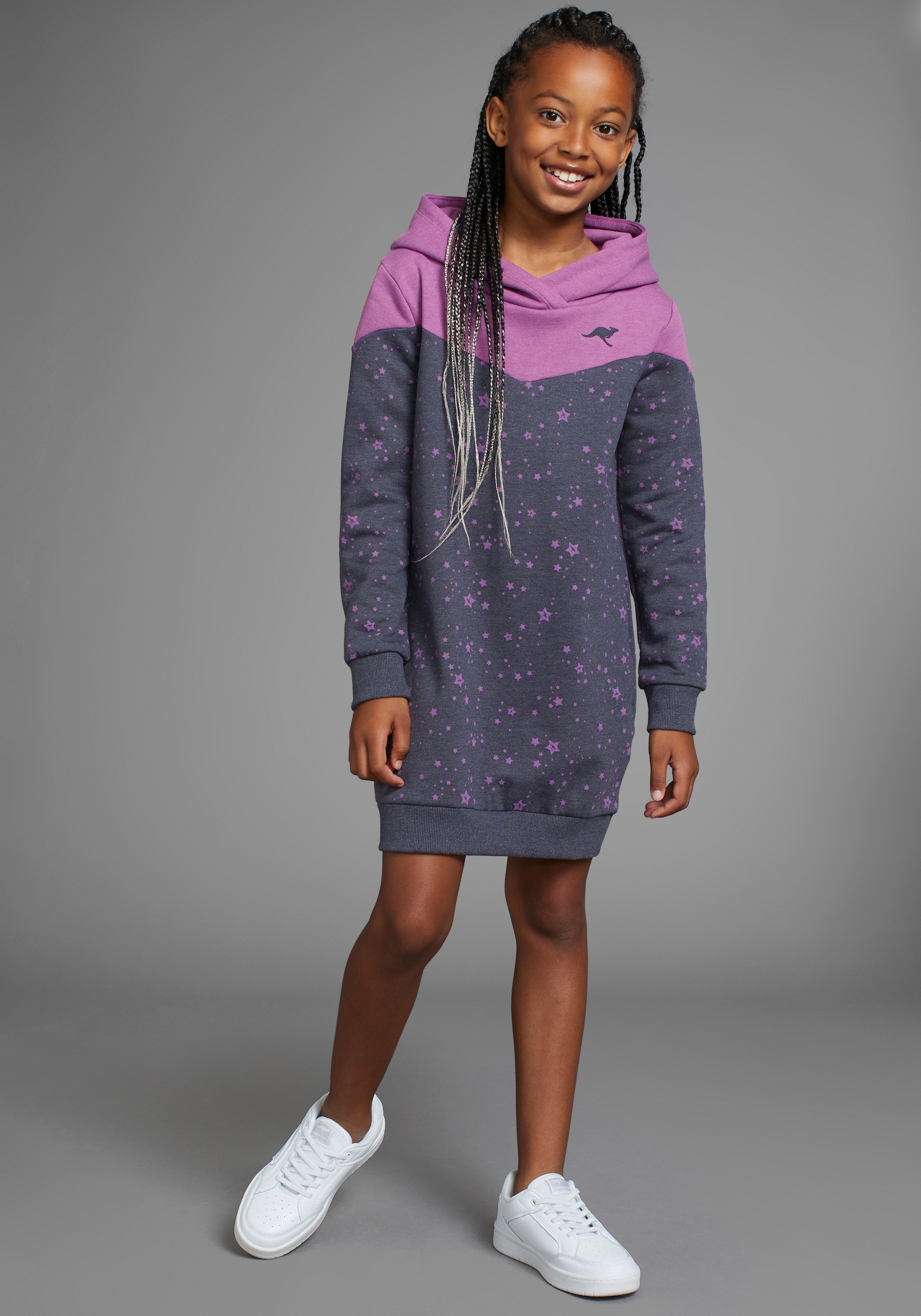 KangaROOS Sweatkleid »mit süssem allover Druck« , in Colorblocking-Design