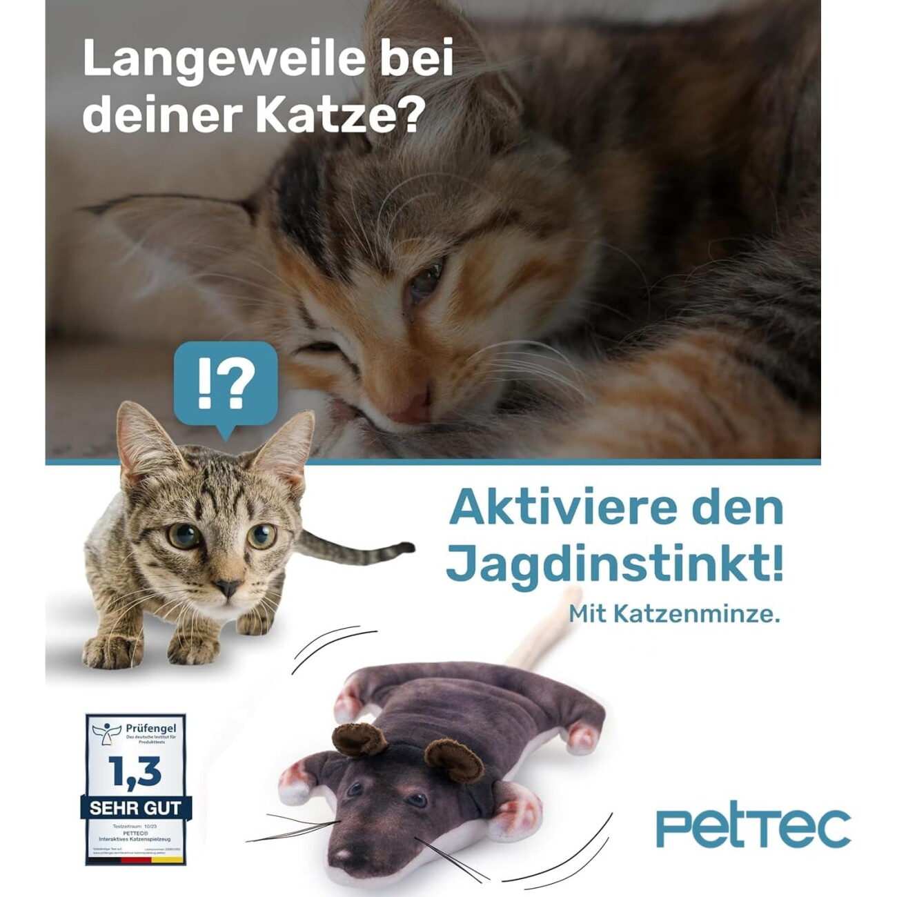 PetTec interaktives Plüschtier für Katzen - Ratte