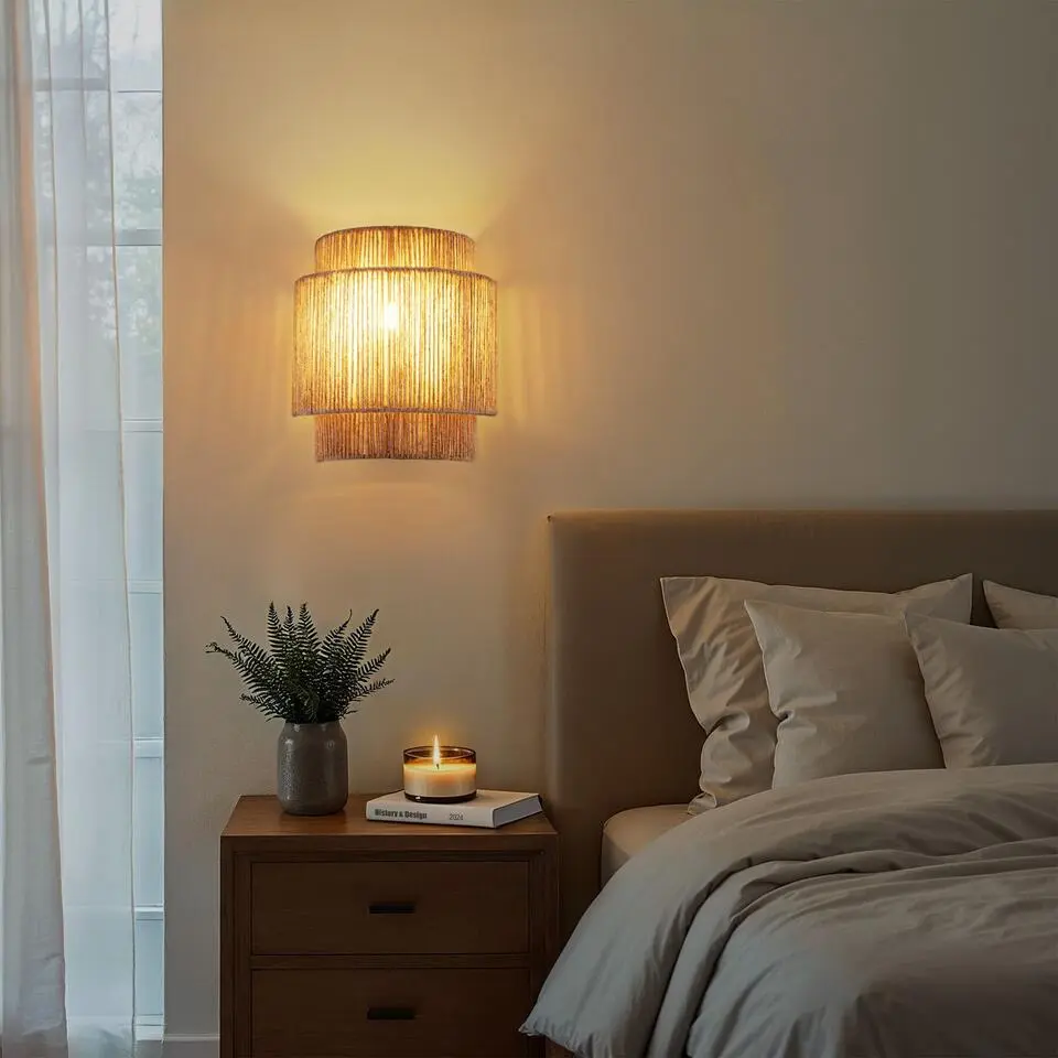 tectake Wandlamp Lignea Lux van jute in boho-stijl, 40W, Natuur