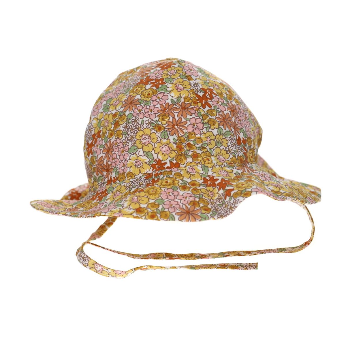 Chapeau de soleil fleuri rose et jaune
