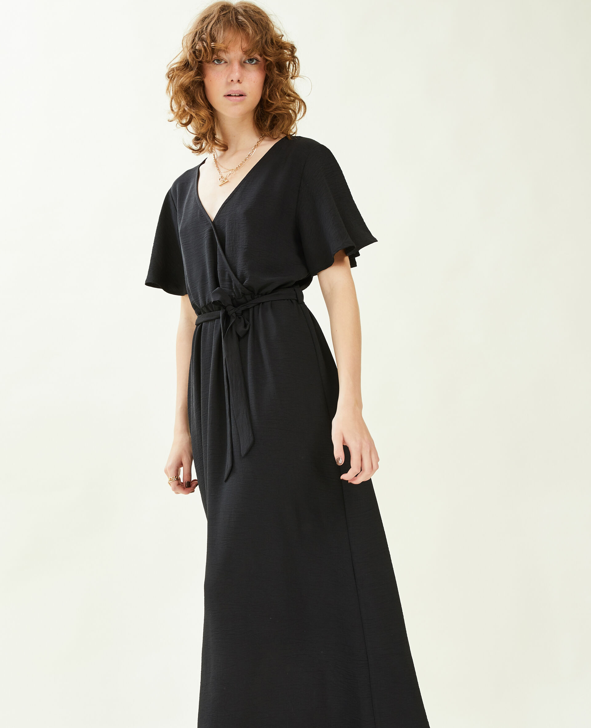 Robe longue encolure croisée - Noir