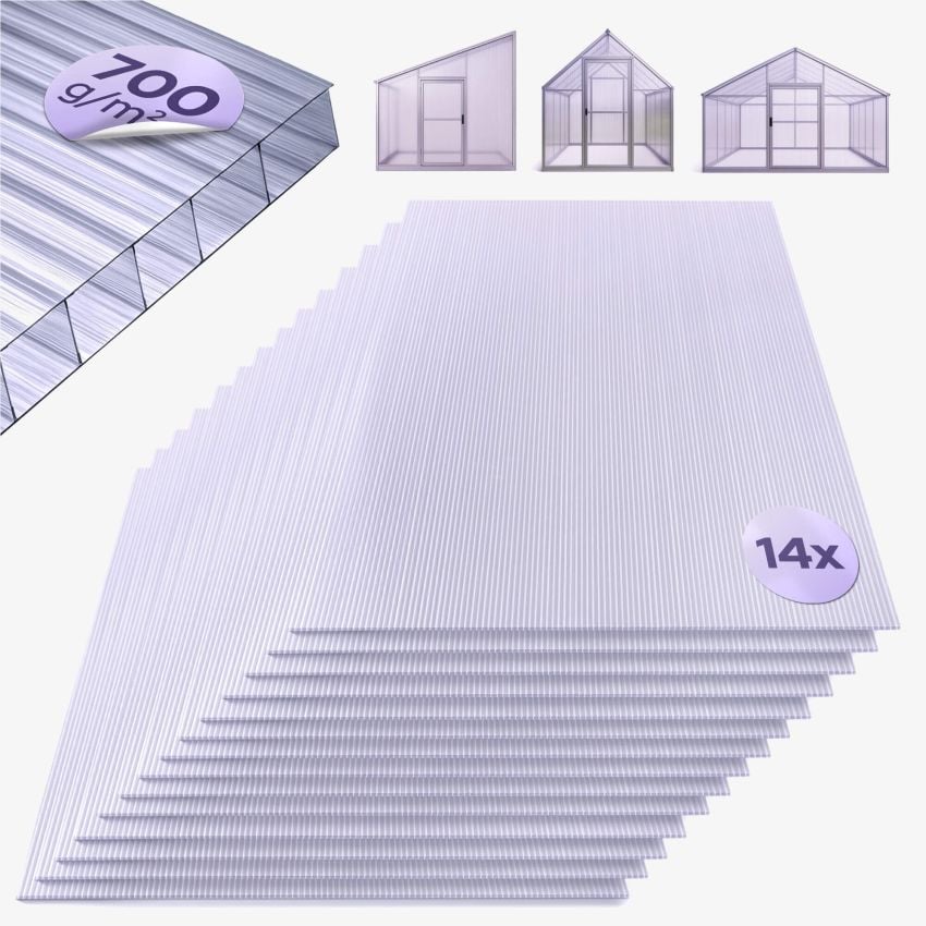 Polycabonat Hohlkammerstegplatten 14er-Set