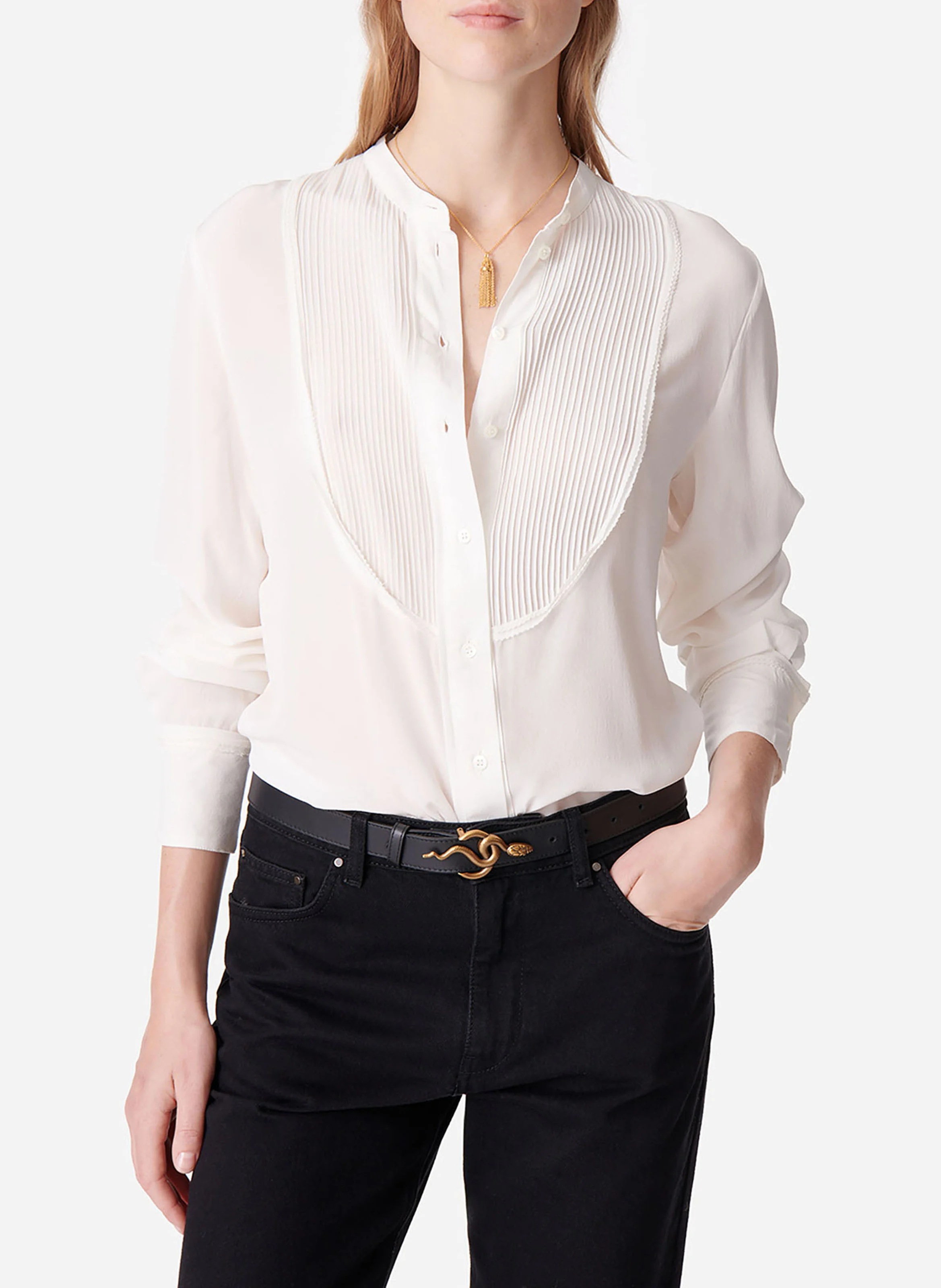 DEAL - Blouse ample en soie mélangée | Blanc