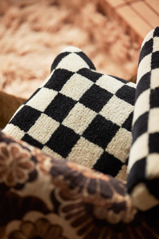HKliving Black and White Statement Woolen kussen 50x50