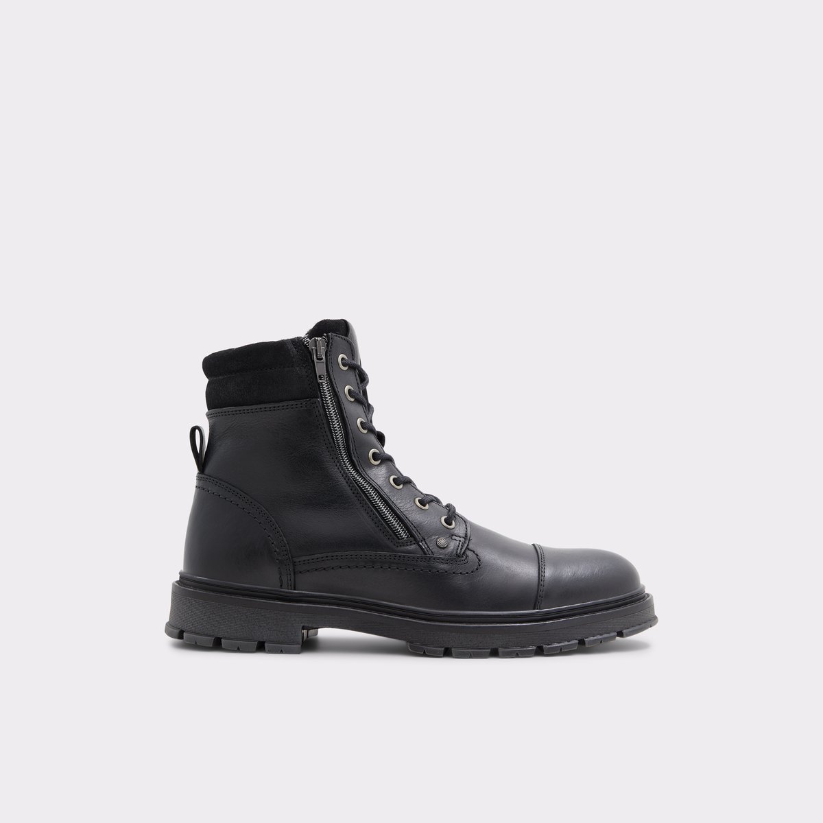 Caleseth Black Leather Smooth Men Lace-up boots