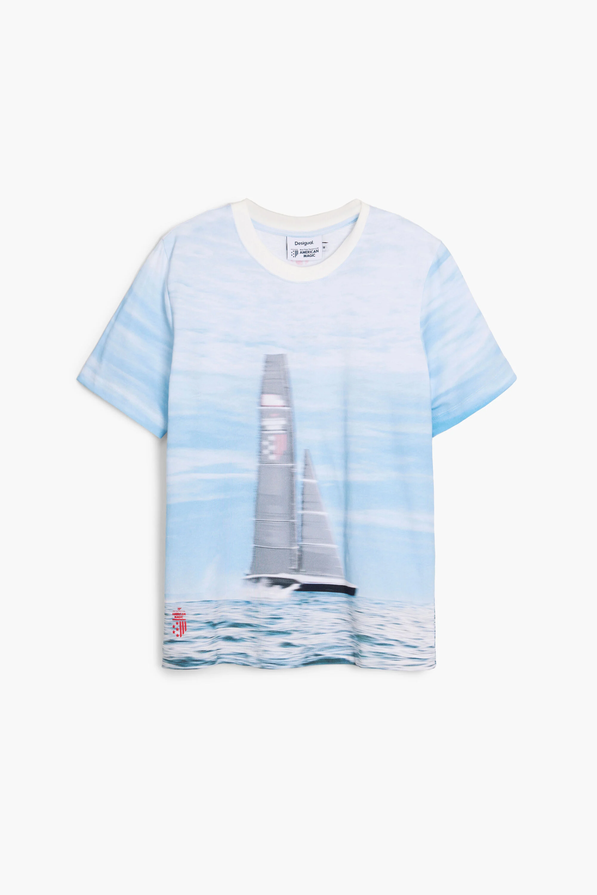 Camiseta com estampa de veleiro American Magic