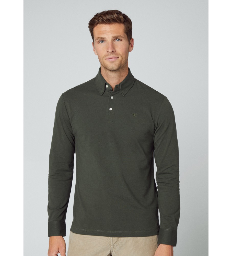 Camisa polo Hackett com botões, verde.