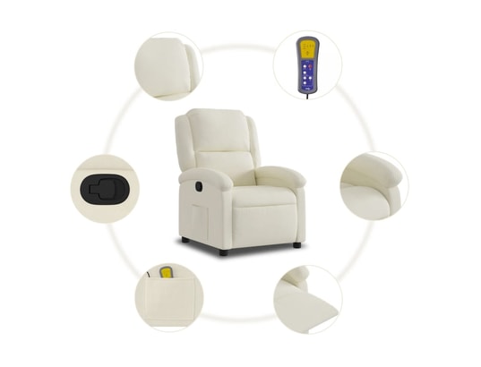 VIDAXL - Fauteuil de massage inclinable - crème