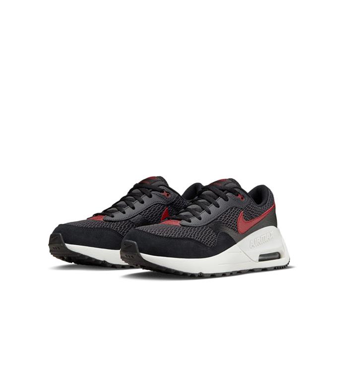 NIKE AIR MAX SYSTM BIG KIDS SHOES BLACK-TEAM-RED-ANTHRACITE-SUMM