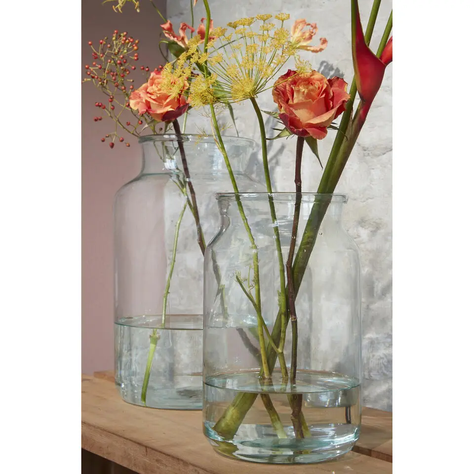 Mica Decorations Vaas cilinder - transparant - glas - 18 x 30 cm