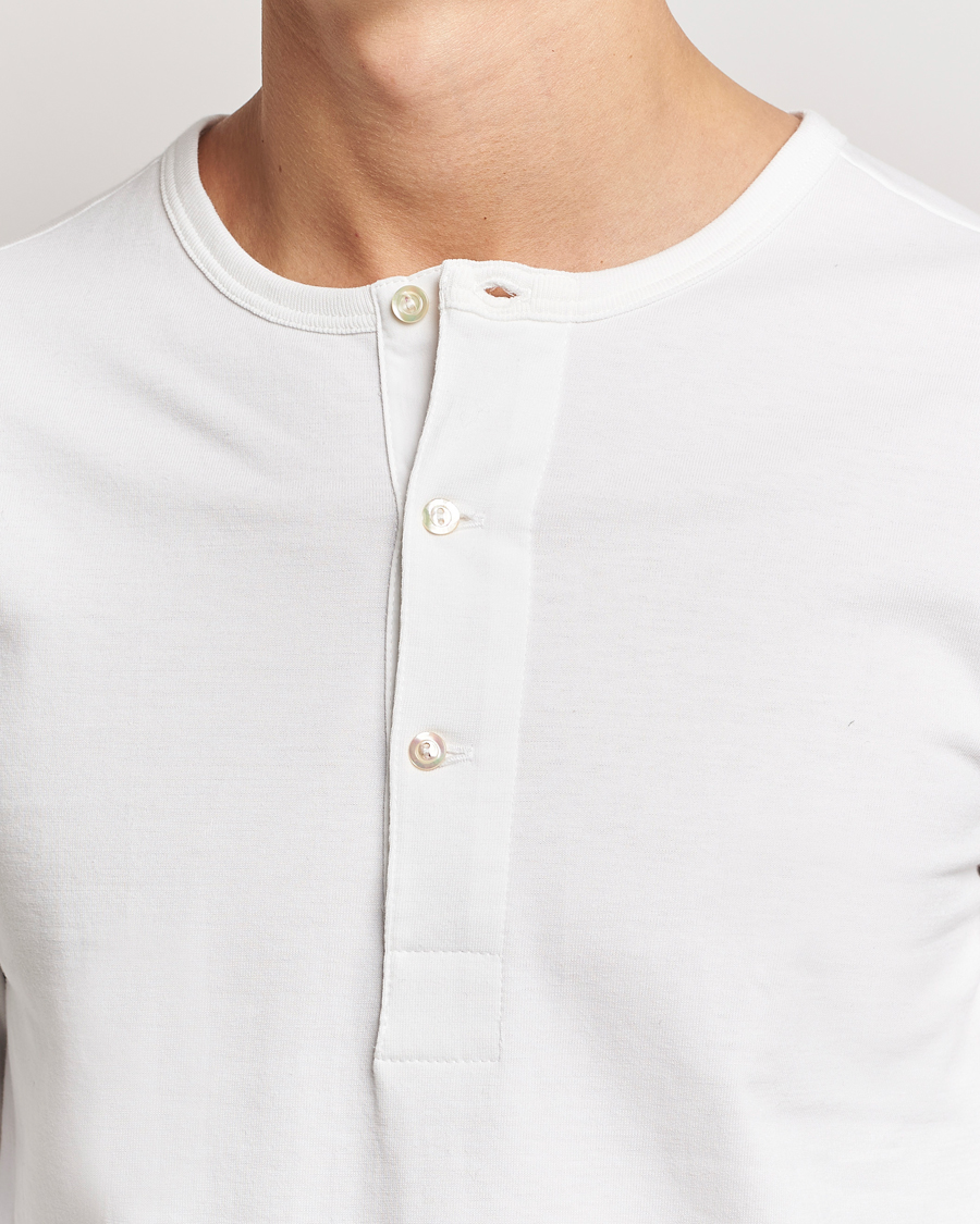 Merz b. Schwanen Classic Organic Cotton Henley Sweater White