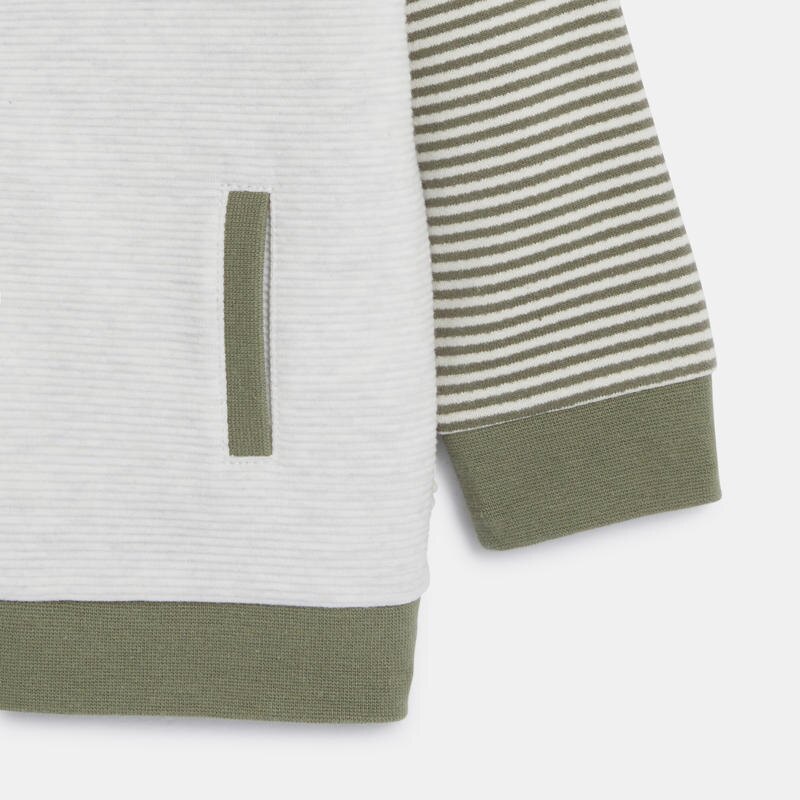 Sweat zippé à capuche coton fantaisie vert bébé garçon Gris ou noir