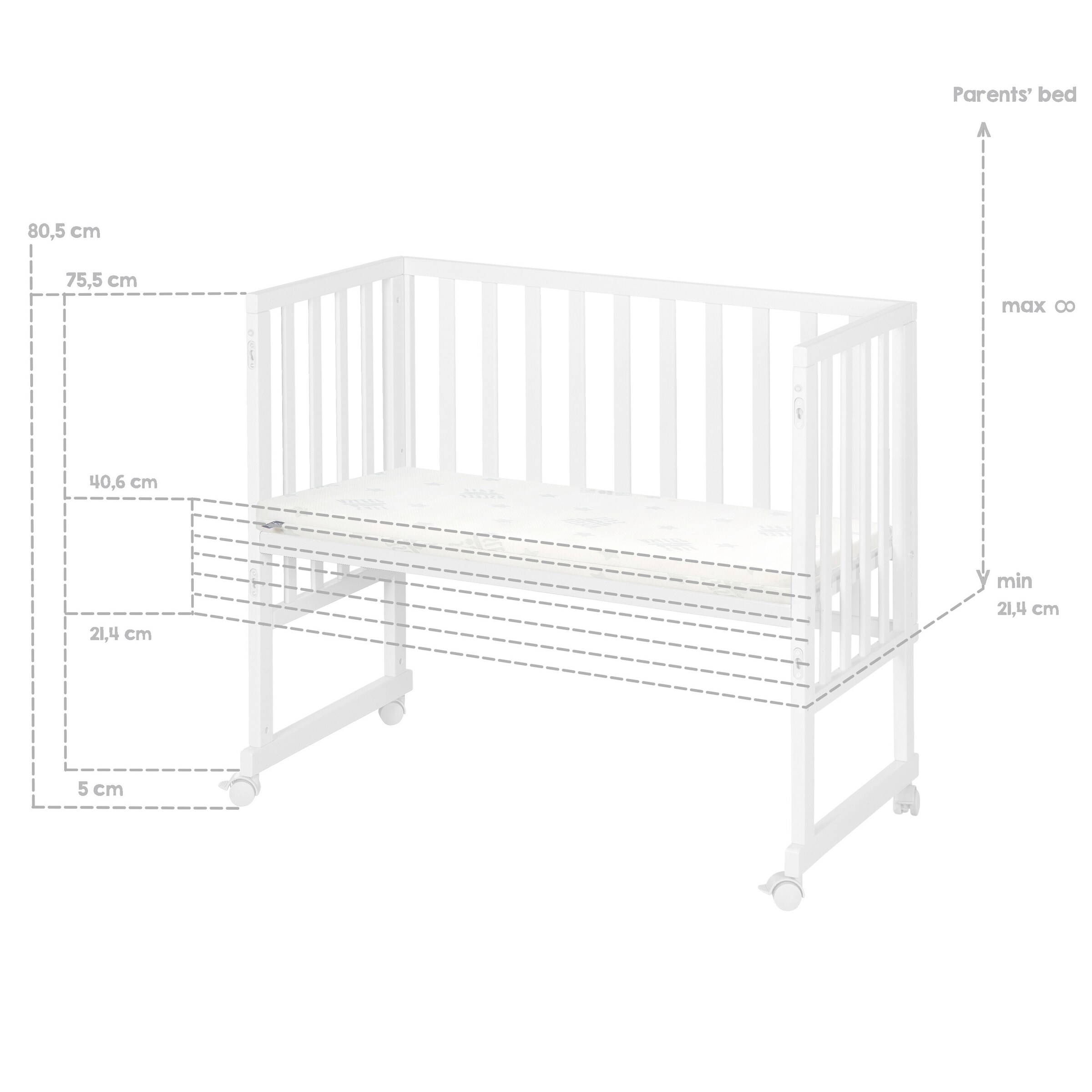 roba Stuben- & Beistellbett 3in1 mit Barriere + Matratze