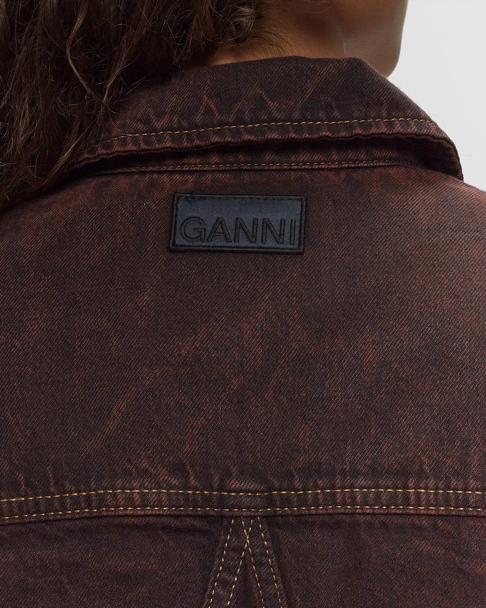 Ganni Overdyed Bleach Denim Cropped Jacket