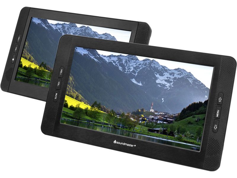 soundmaster Portabler DVD Player PDB1850SW Tragbarer DVD-Player mit zwei 25.9 cm LCD-Bildschirmen