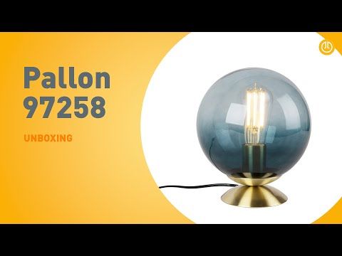 Art deco tafellamp messing met oceaanblauw glas - Pallon