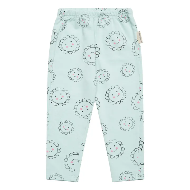 Weekend House Jogger Baby Fleurs Coton Bio | Vert d'eau