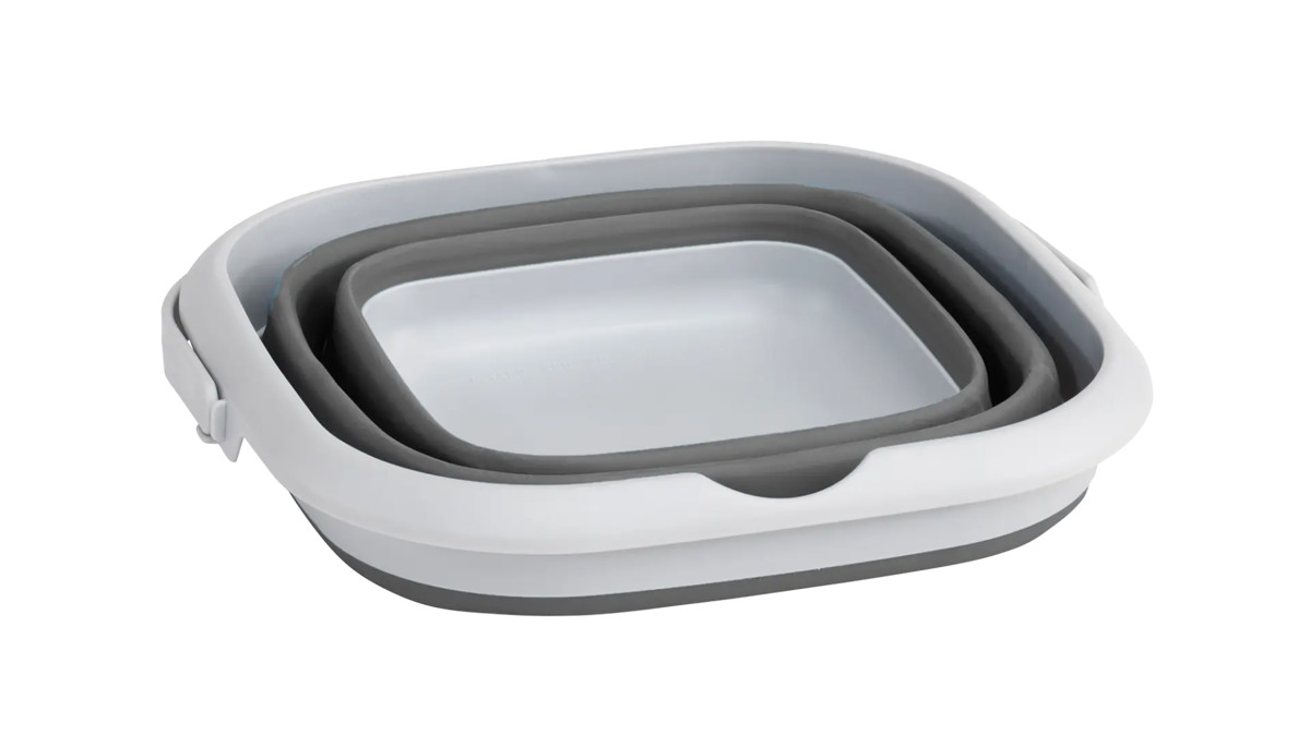 Eckiger Eimer Collaps mit Deckel Grey Mist