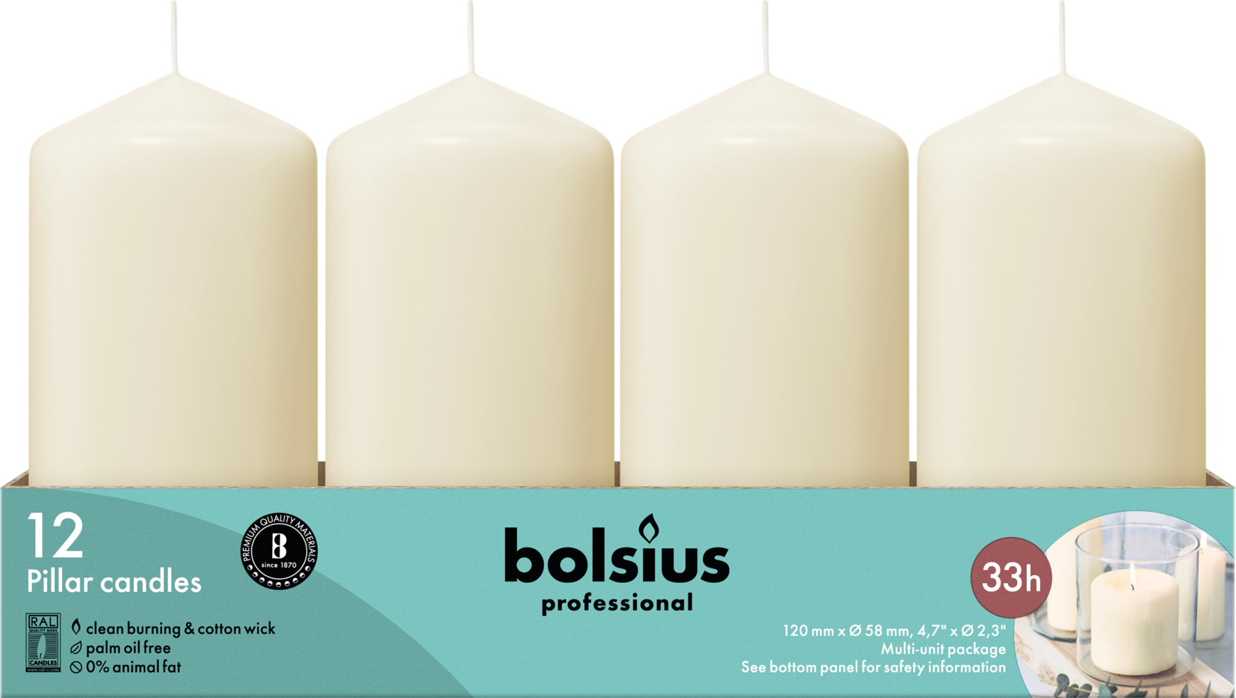 Bolsius Horeca Stompkaarsen 12/6 Ivoor (12 stuks)