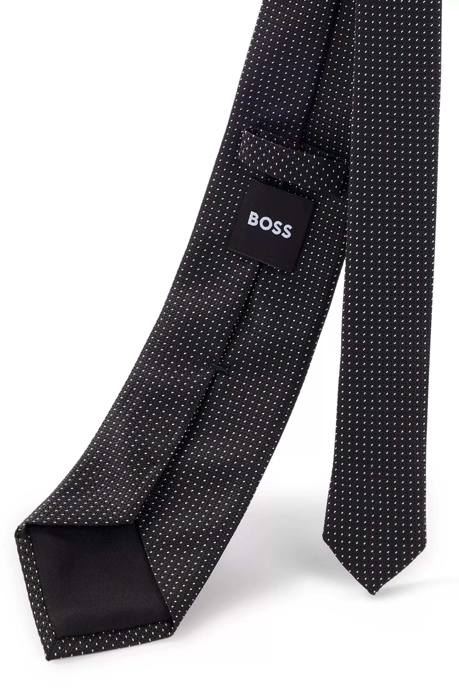 Terno preto BOSS em jacquard de seda com microestampa
