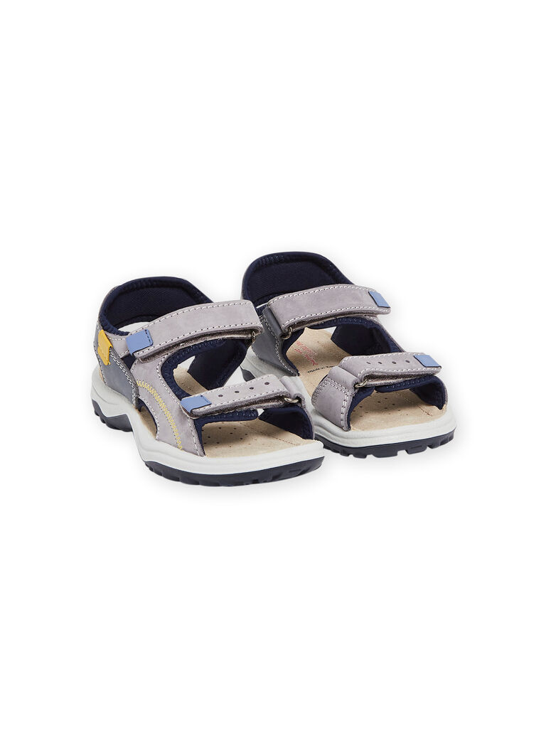 Sandales grises en croûte de cuir