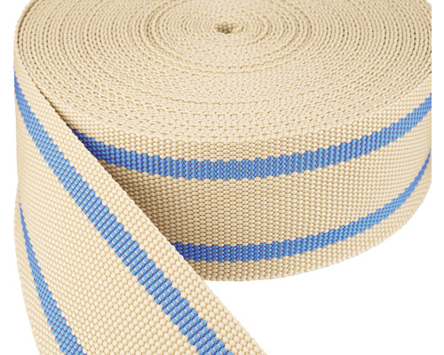 Mamutec meubelband, beige/blauw, 80 mm, verkocht per meter