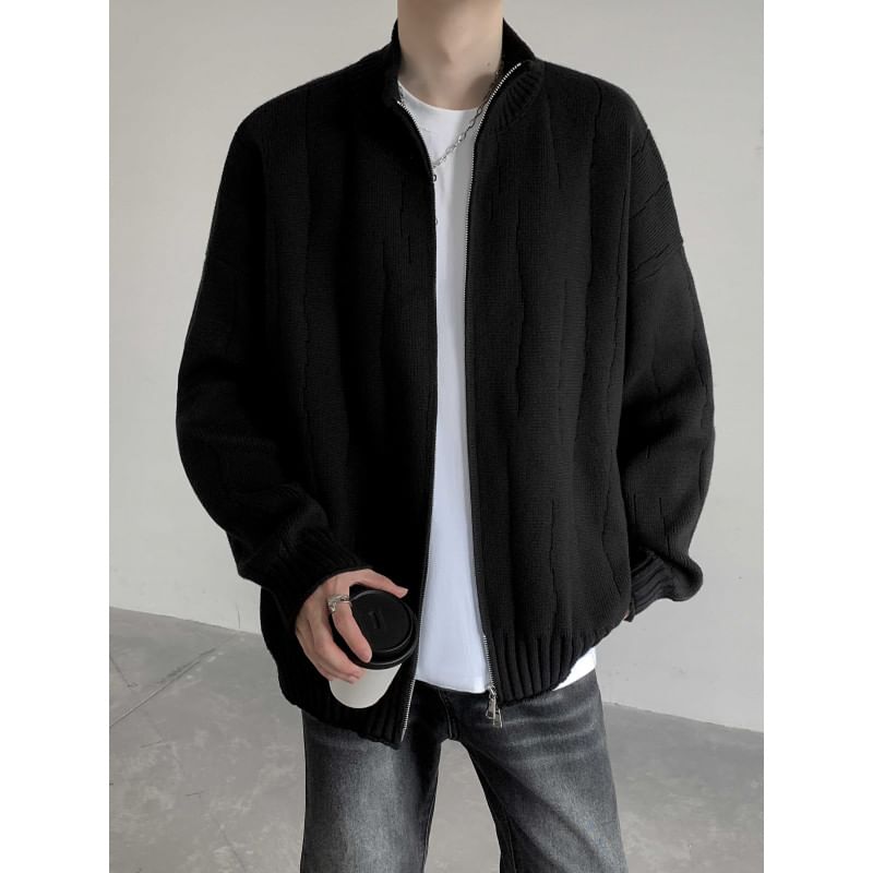 Real Boy - Effen cardigan met opstaande kraag en rits