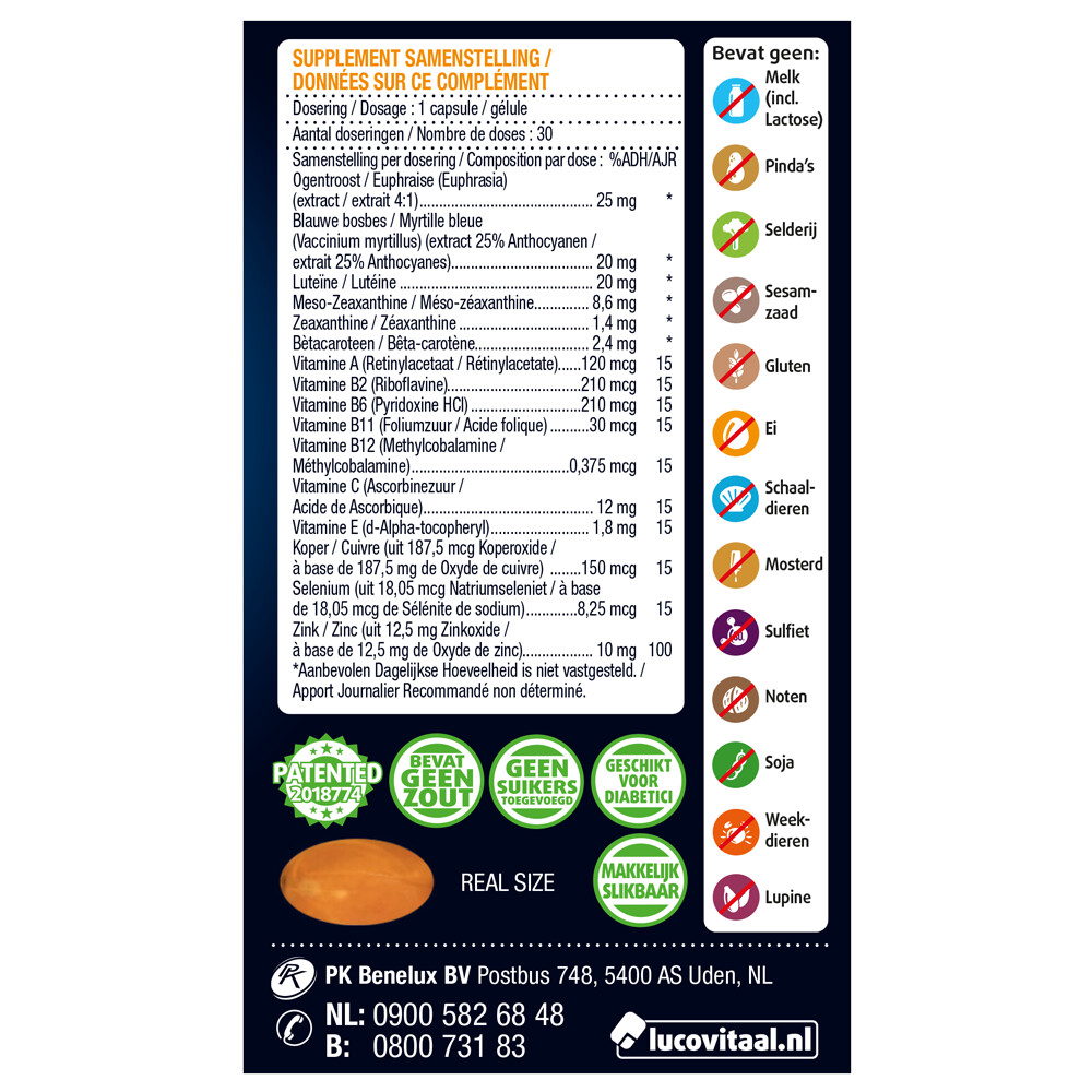 Lucovitaal Ogen Dag & Nacht Scherp Zicht30 capsules