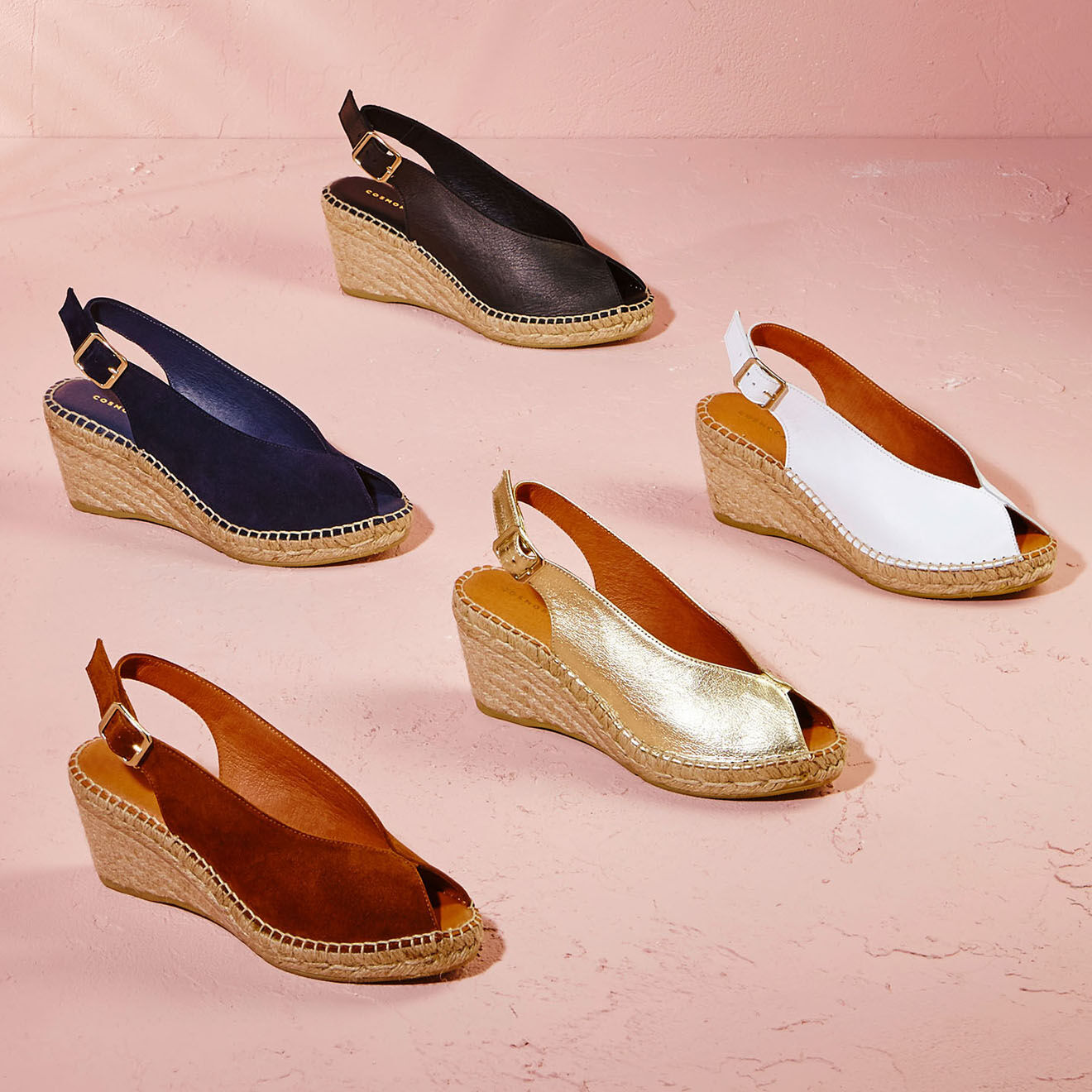 Cosmoparis Slingbacks compensés en Cuir Nala noirs - Talon 7 cm
