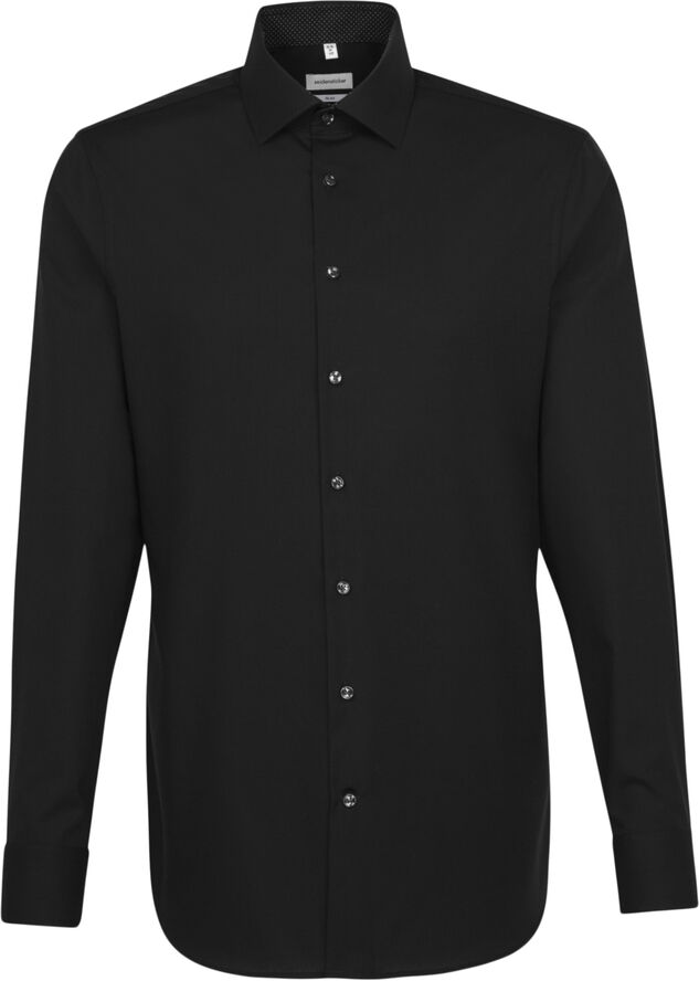 Seidensticker Business Shirt Slim Long sleeve Kent-Collar Uni Black