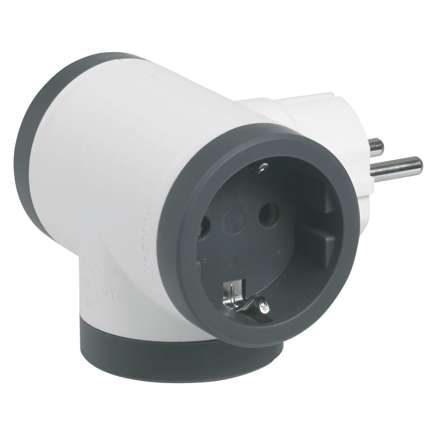 FICHA TRIPLA 2P T LATERAL LEGRAND BRANCO/CINZENTO