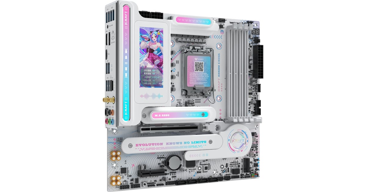 MAXSUNMS-iCraft B860M CROSS PRO socket 1851 moederbord  (Wit, RAID, 5 Gb-LAN, WLAN, BT, Sound, µATX)