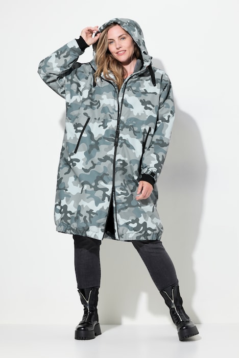 Funktionsjacke, oversized, Teddyfutter, Kapuze, 2-Wege-Zipper
