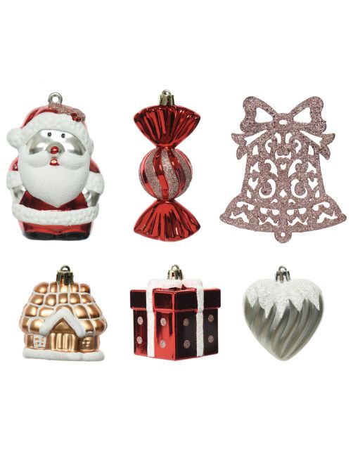 Decoris Beeldjes Kunststof Mix - Kerstversiering - 0.20x8.50x9.50 cm Multi-Color 20 stuks